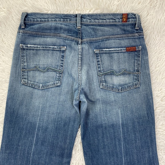 7 For All Mankind Pants Womens 31 Blue Ginger Flared Medium Wash Denim Jeans USA - Picture 14 of 15